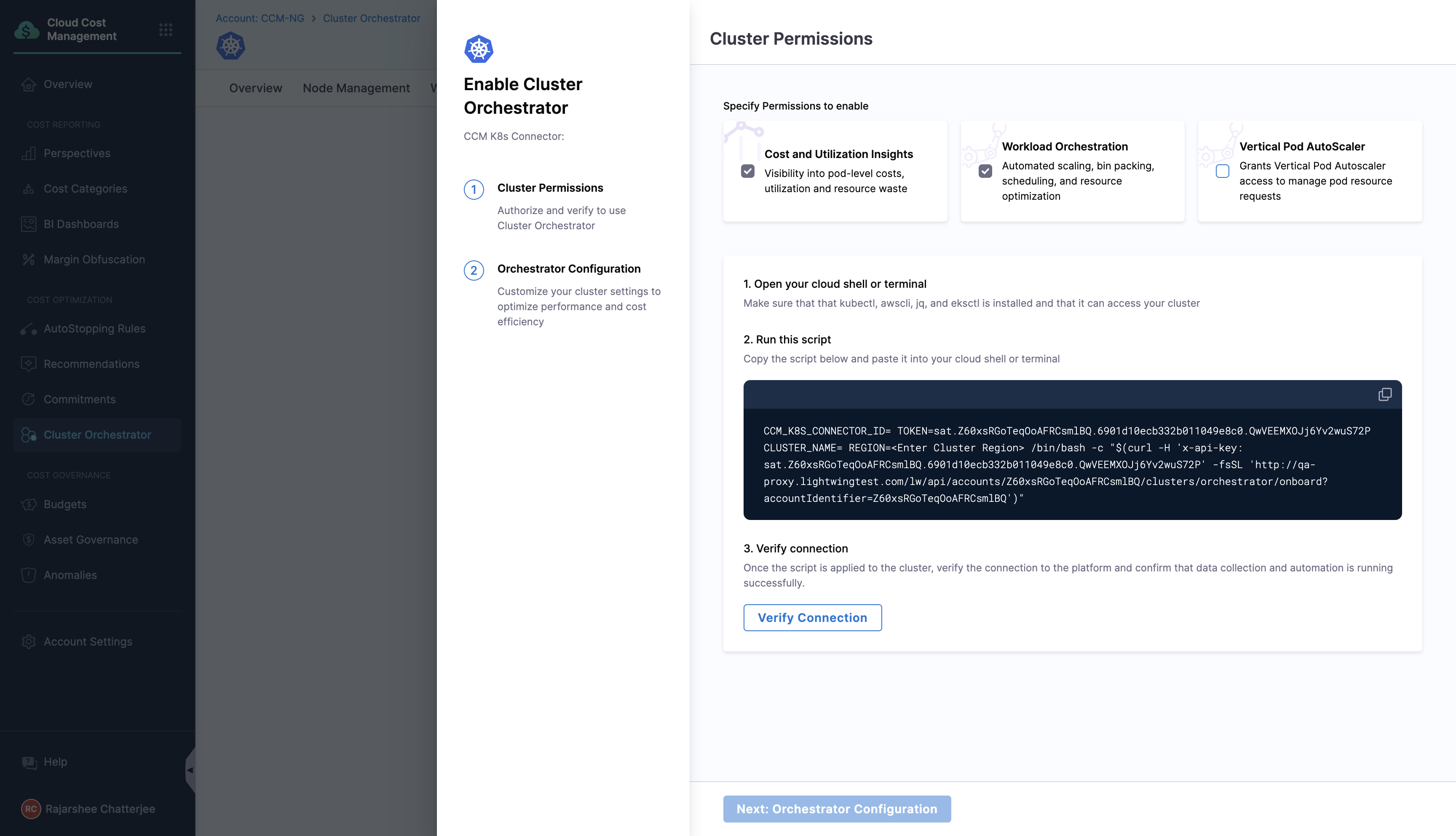 Cluster Orchestrator permissions configuration